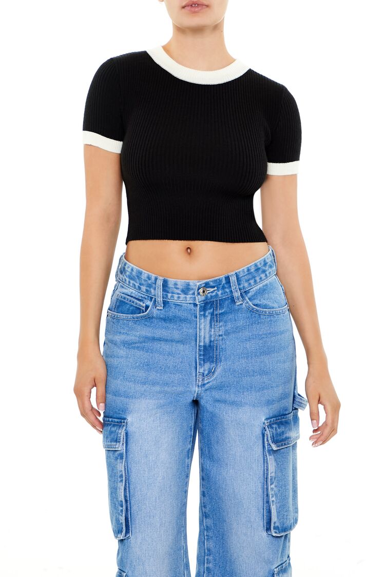 Sweater-Knit Ringer Cropped Tee | Forever 21 Womens