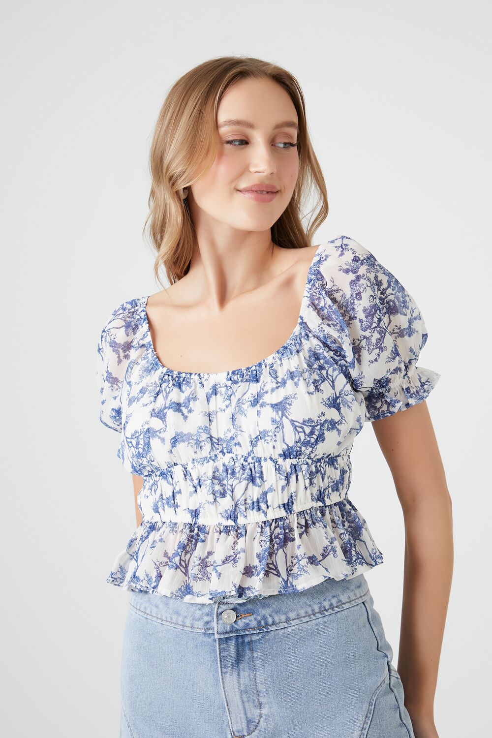 Floral Print Puff-Sleeve Top | Forever 21 Womens