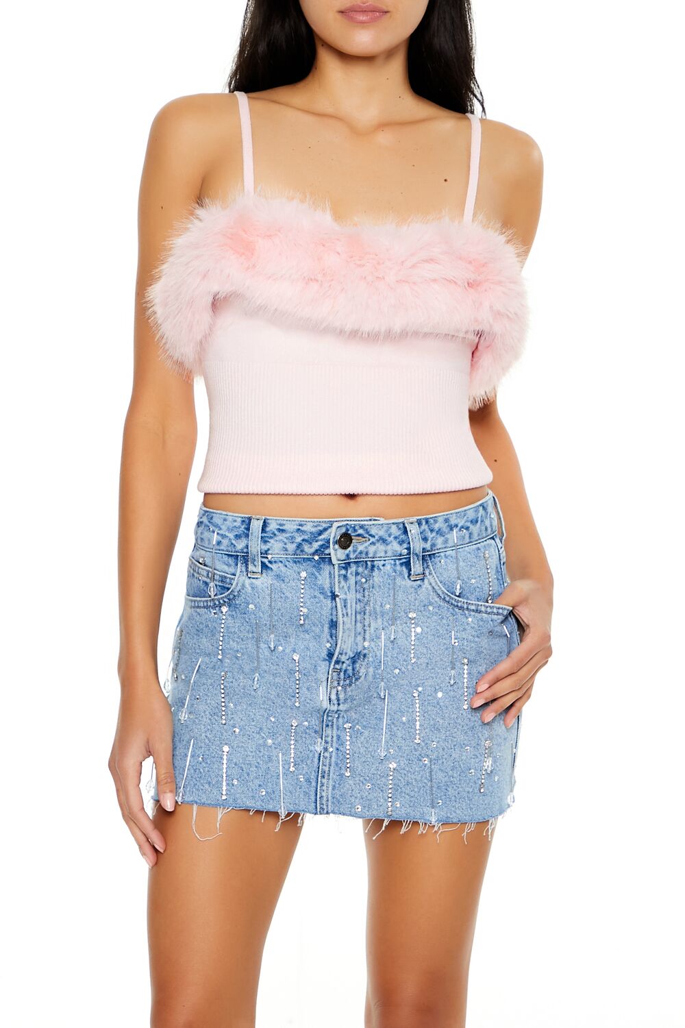 Faux Fur-Trim Sweater-Knit Cami | Forever 21 Womens