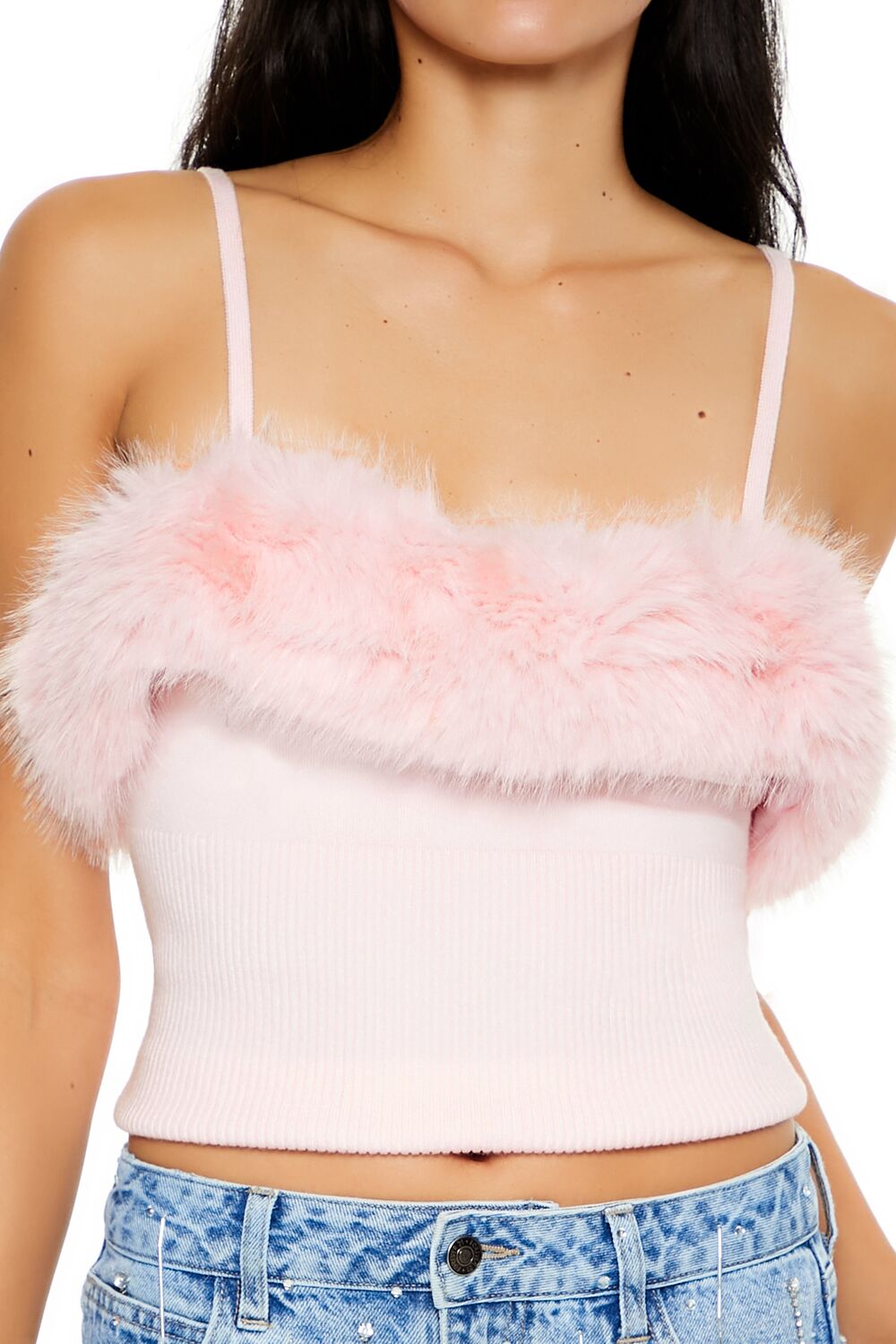 Faux Fur-Trim Sweater-Knit Cami | Forever 21 Womens