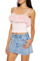 Faux Fur-Trim Sweater-Knit Cami | Forever 21 Womens