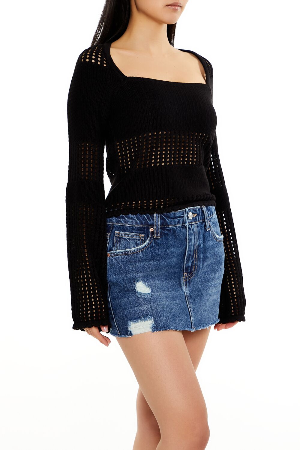 Open-Knit Bell-Sleeve Sweater | Forever 21 Womens