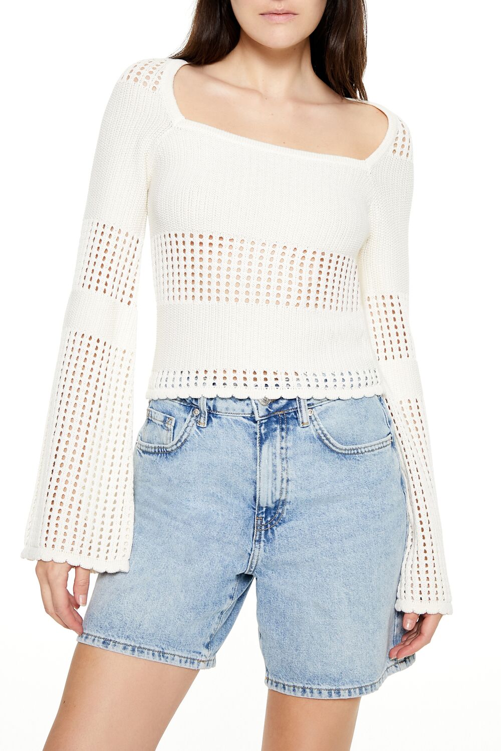 Open-Knit Bell-Sleeve Sweater | Forever 21 Womens