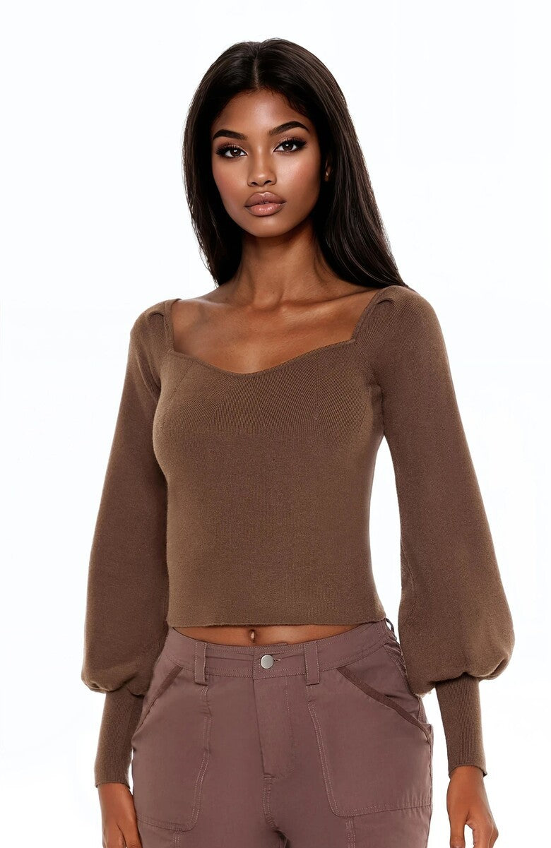 Gigot-Sleeve Sweater-Knit Crop Top | Forever 21 Womens