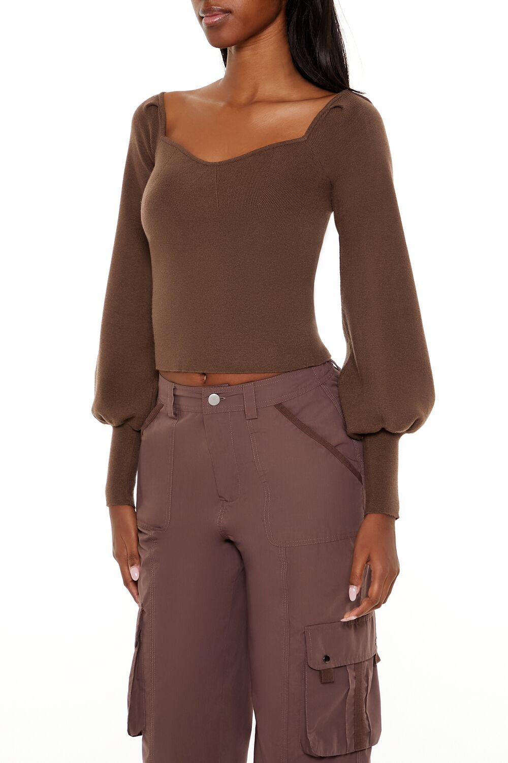 Gigot-Sleeve Sweater-Knit Crop Top | Forever 21 Womens