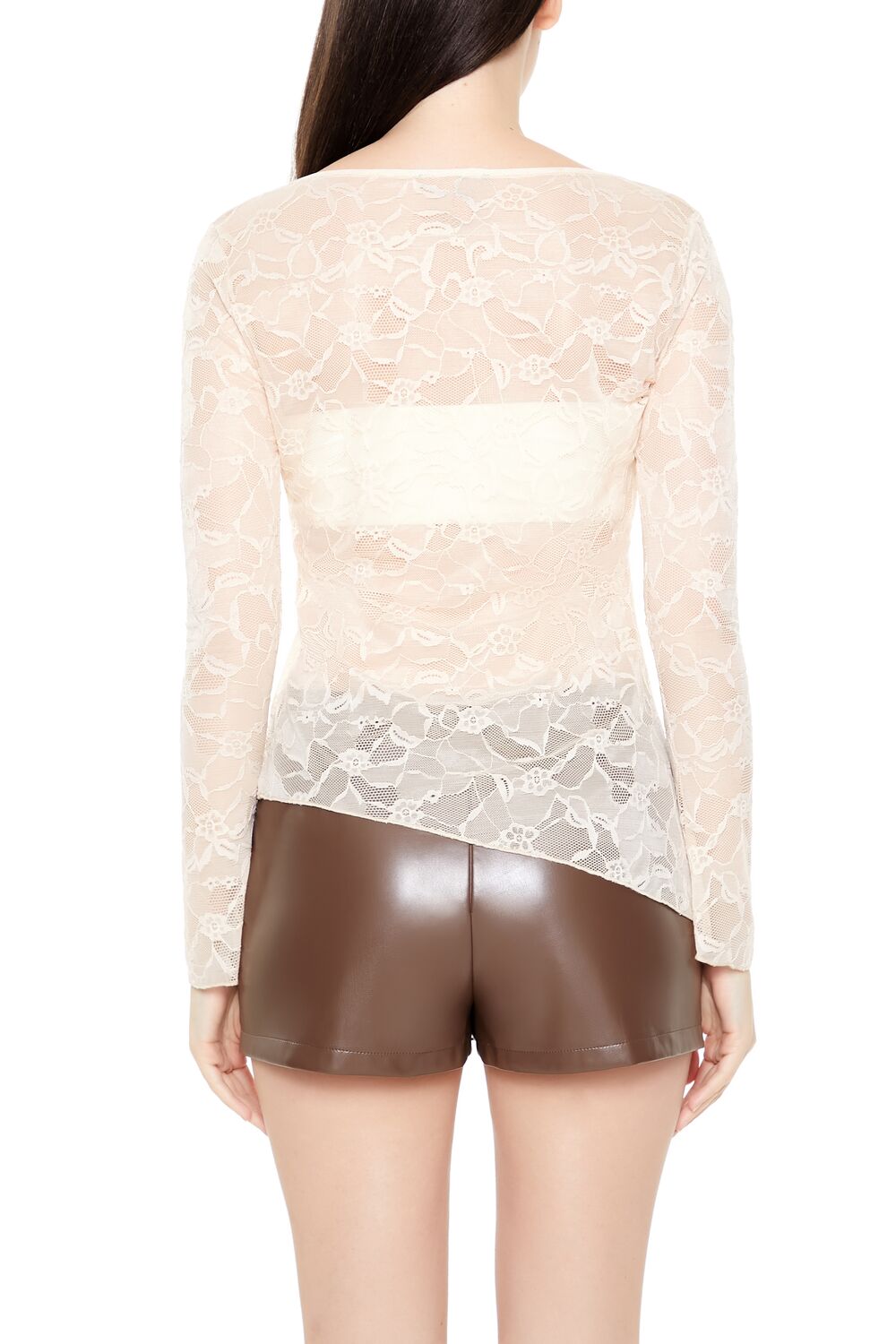 Asymmetrical Sheer Lace Top | Forever 21 Womens