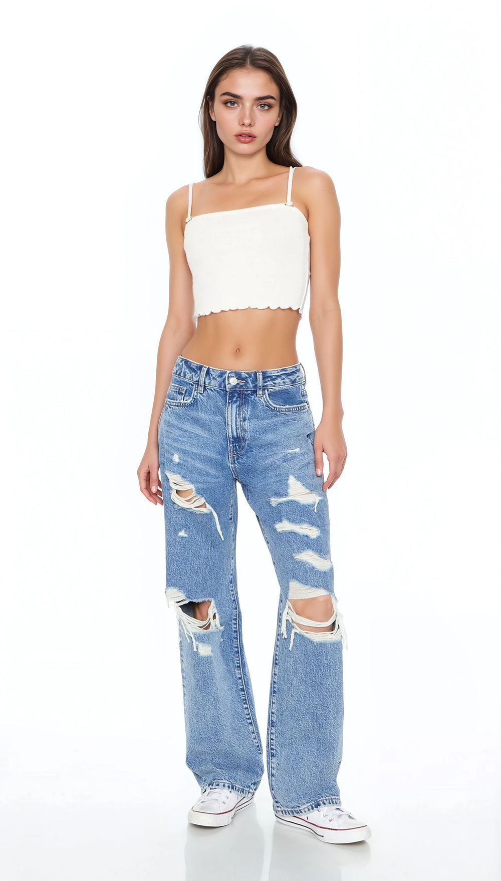 Rosette Lettuce-Edge Cropped Cami | Forever 21 Womens