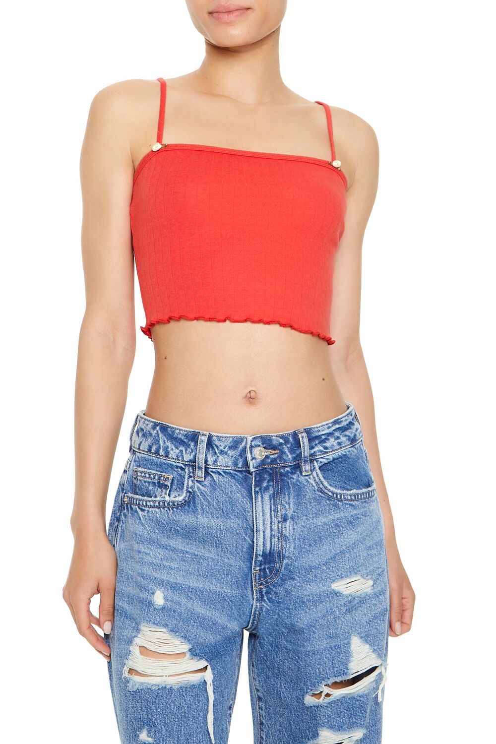 Rosette Lettuce-Edge Cropped Cami | Forever 21 Womens