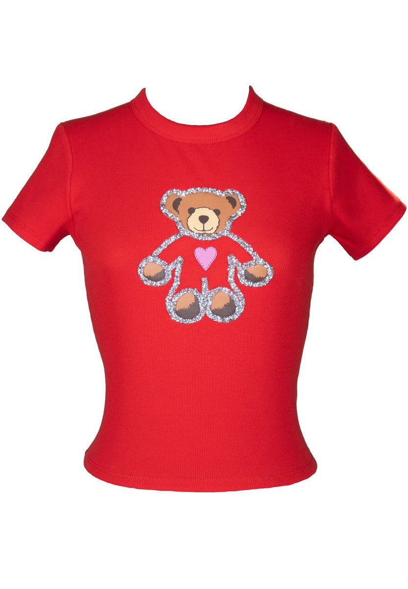 Sequin Teddy Bear Graphic Baby Tee | Forever 21 Womens