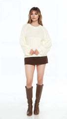 Peasant-Sleeve Cable Knit Sweater | Forever 21 Womens