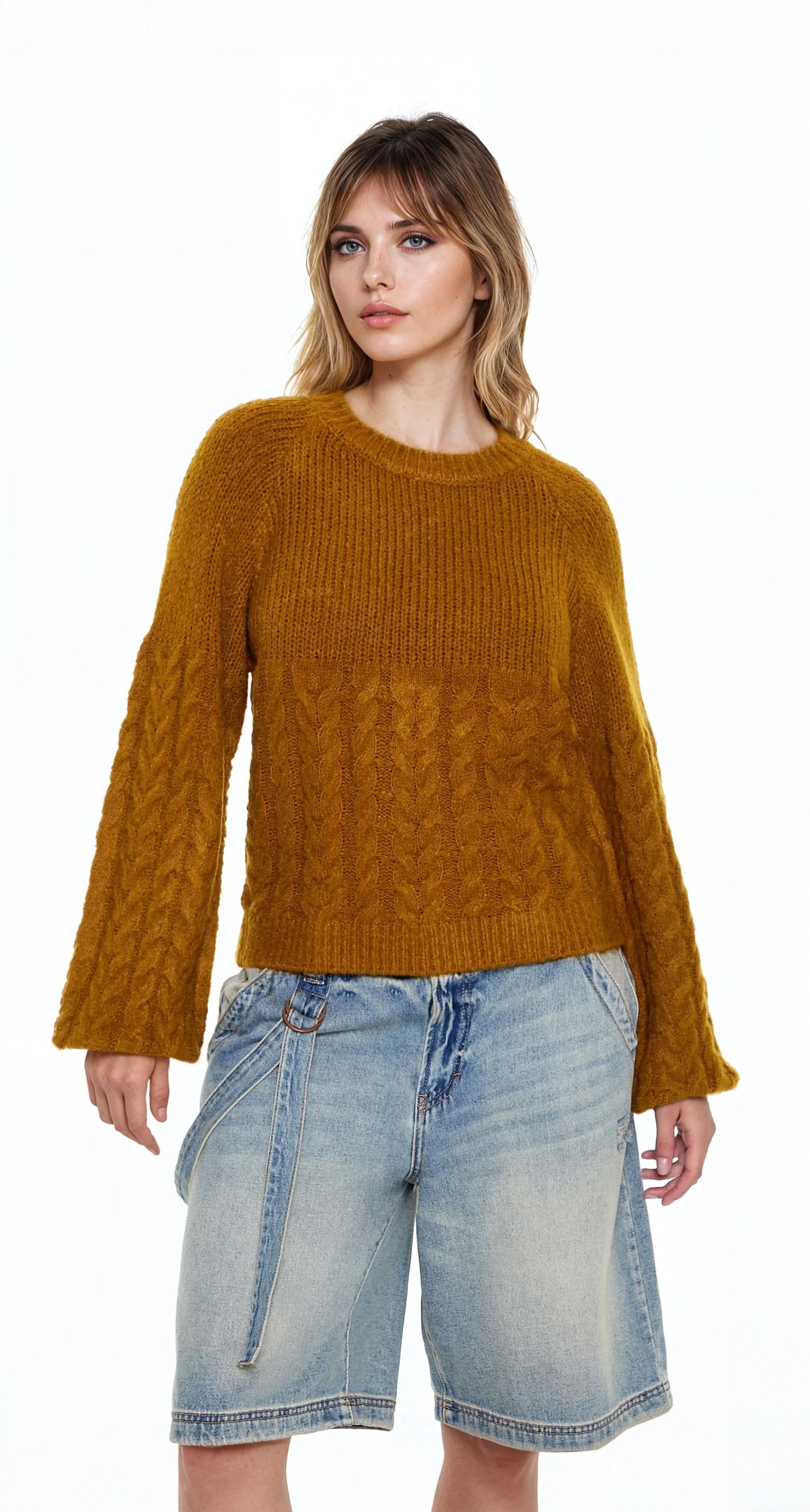 Peasant-Sleeve Cable Knit Sweater | Forever 21 Womens