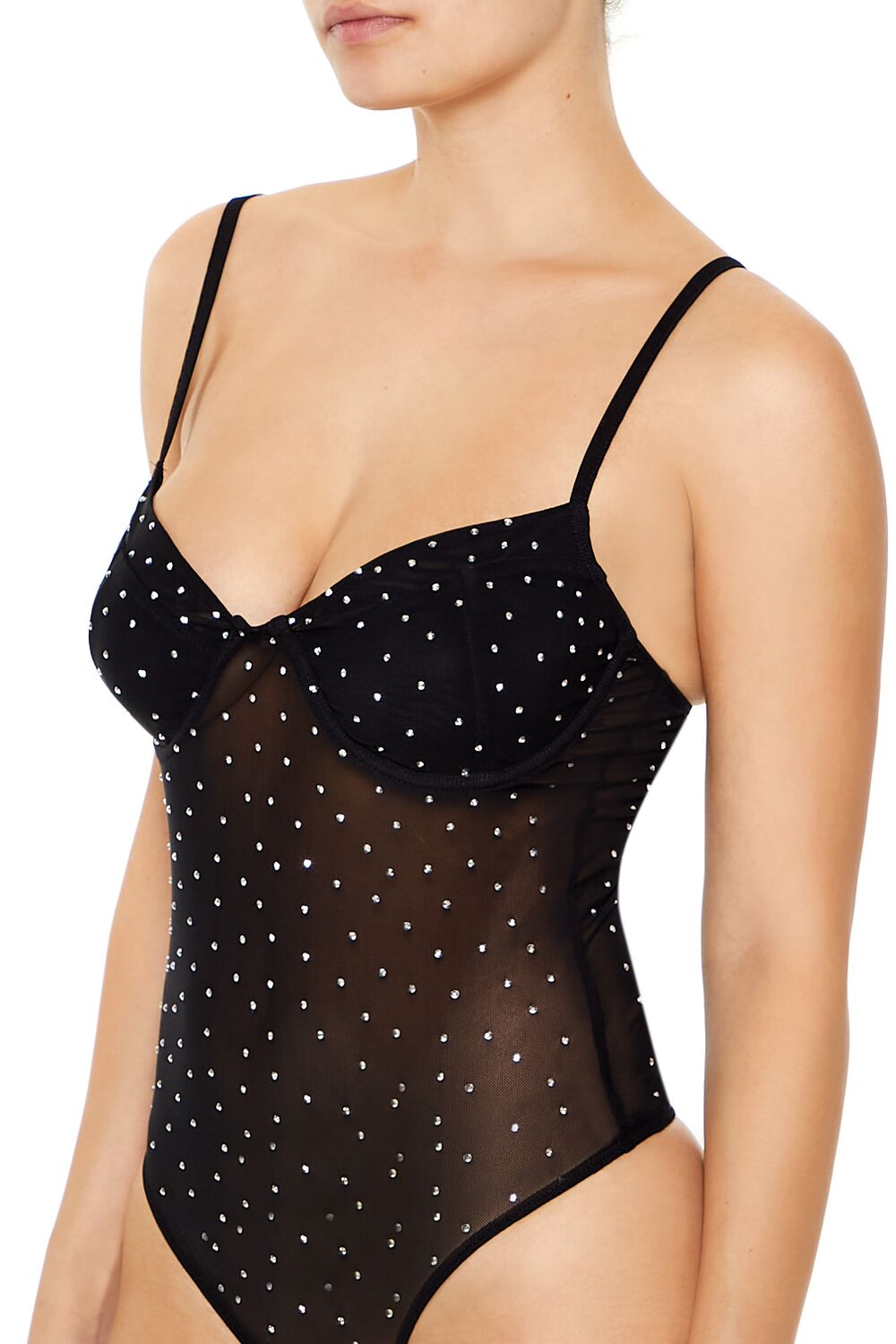 Rhinestone Mesh Thong Bodysuit | Forever 21 Womens