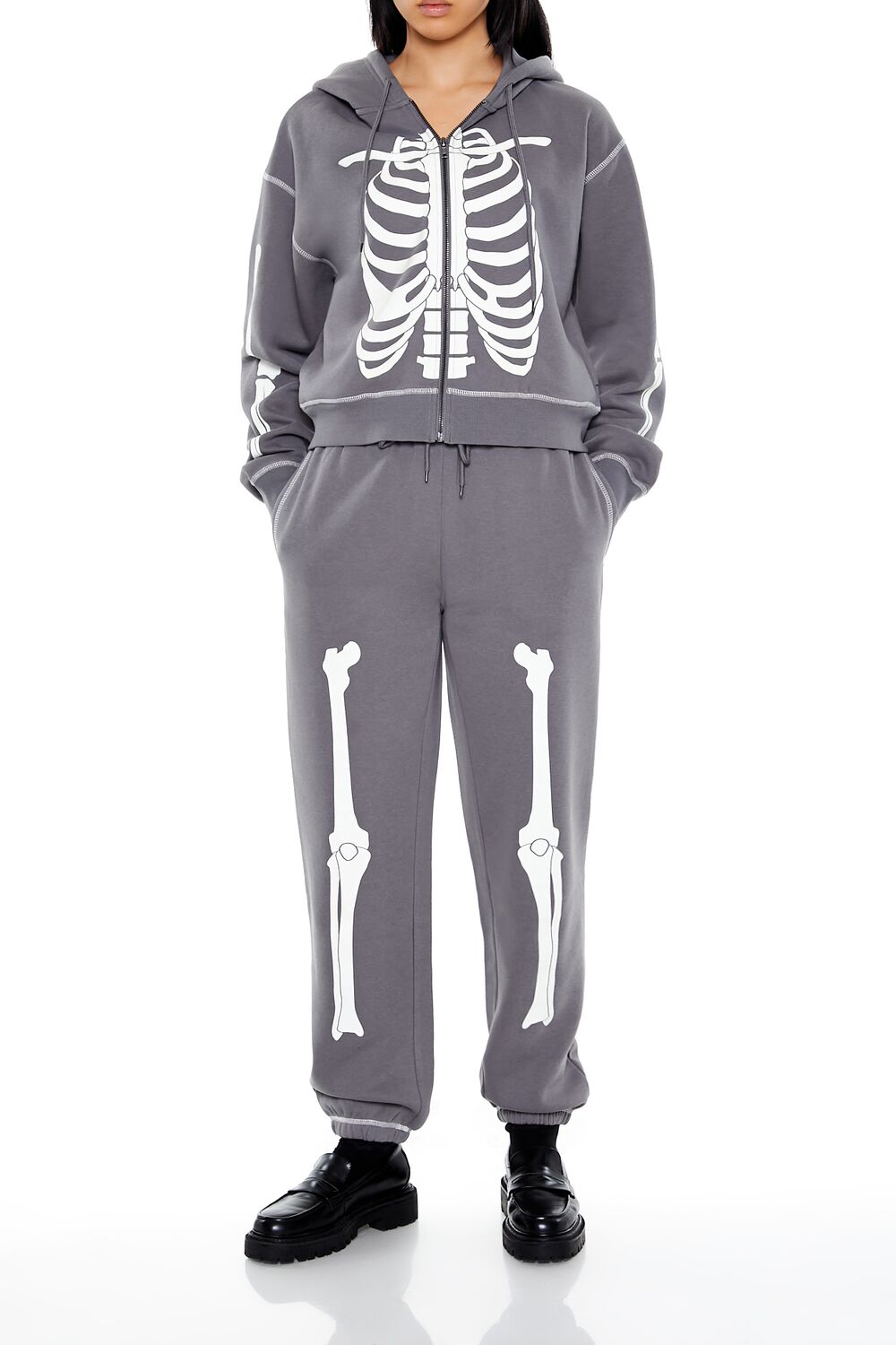 Skeleton Graphic Zip-Up Hoodie | Forever 21 Womens