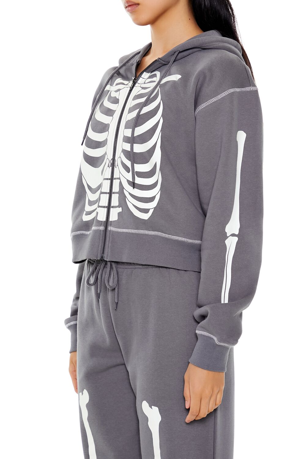 Skeleton Graphic Zip-Up Hoodie | Forever 21 Womens