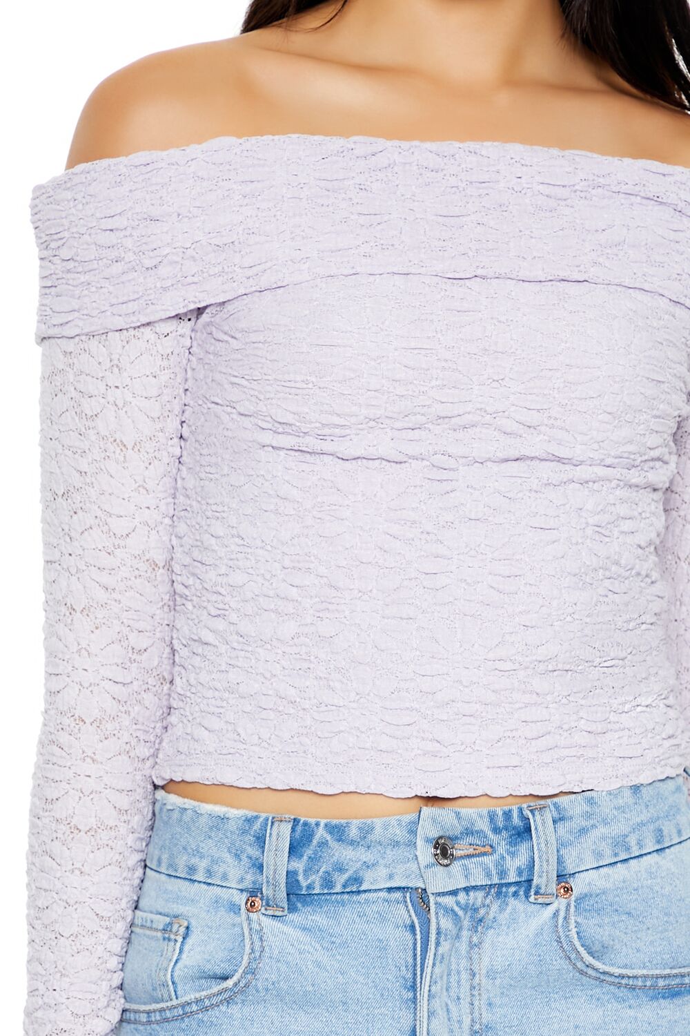 Foldover Off-the-Shoulder Lace Top | Forever 21 Womens