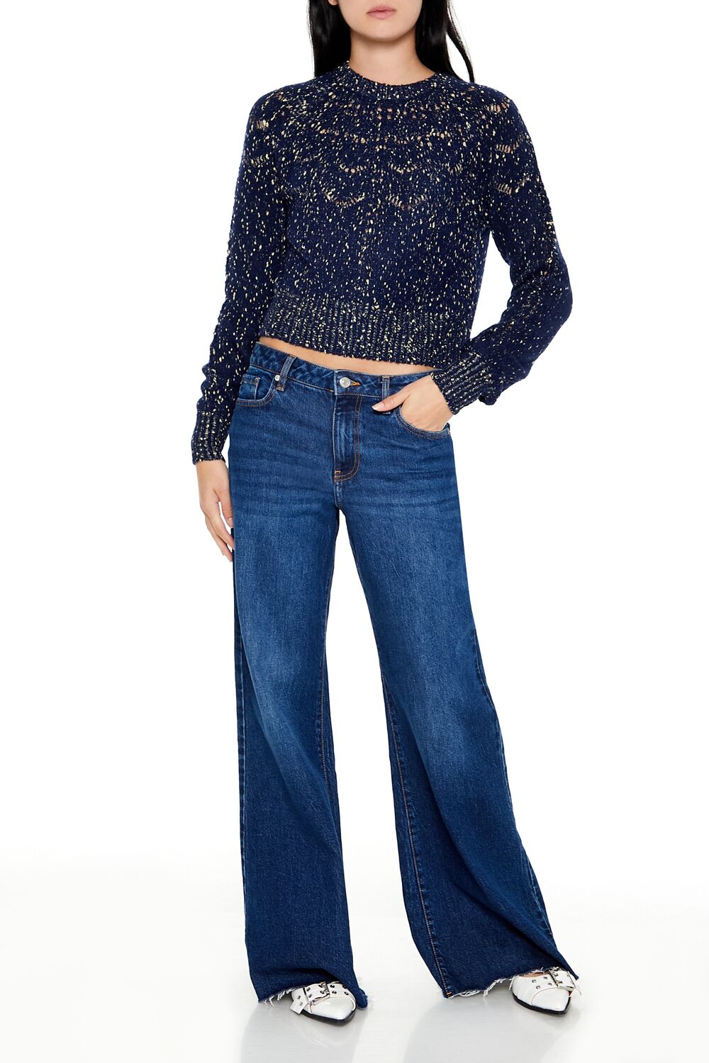Metallic Pointelle Sweater | Forever 21 Womens