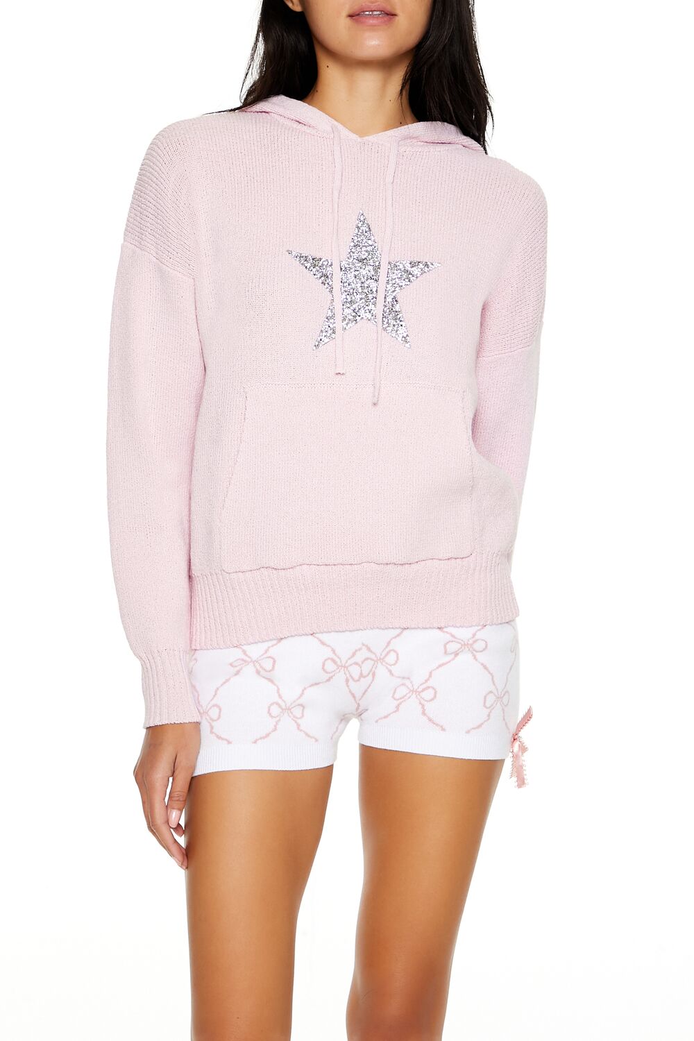 Hooded Glitter Star Sweater | Forever 21 Womens