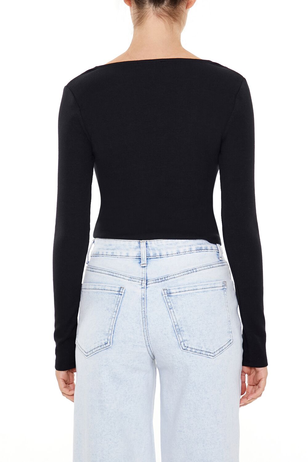 Lace-Trim Plunging Bow Crop Top | Forever 21 Womens