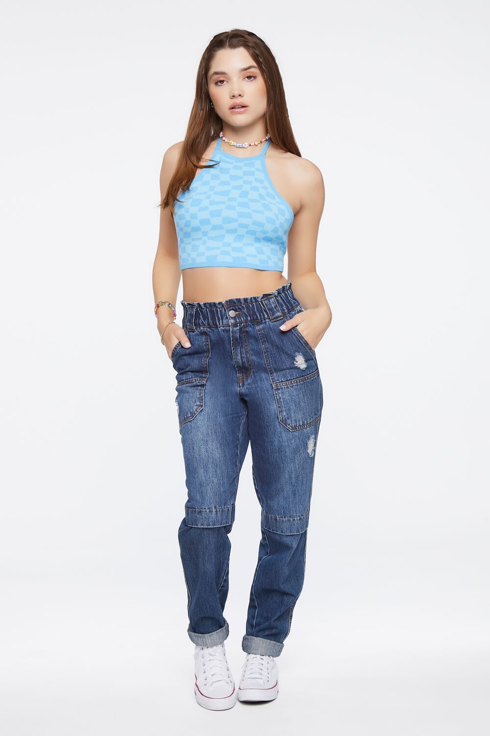 Checkered Sweater-Knit Halter Top | Forever 21 Womens