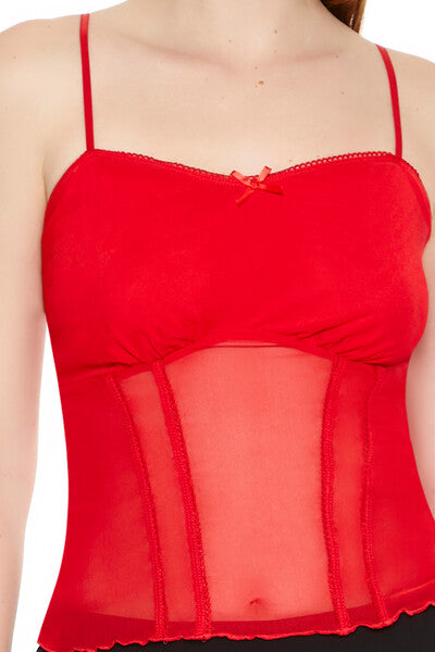 Sheer Mesh Bow Cami | Forever 21 Womens
