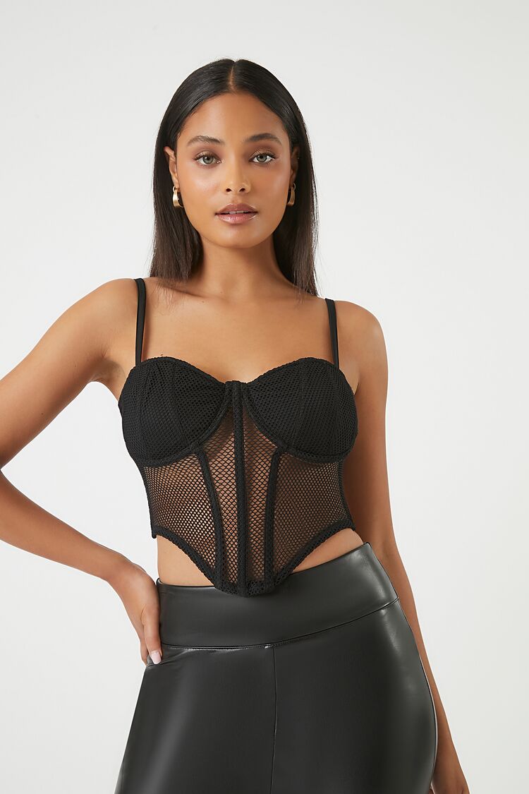 Mesh Cropped Bustier Cami | Forever 21 Womens