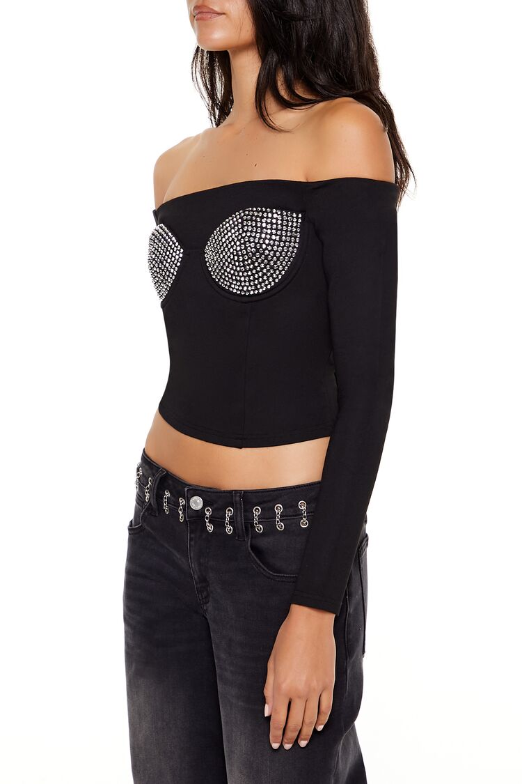 Rhinestone Off-the-Shoulder Top | Forever 21 Womens