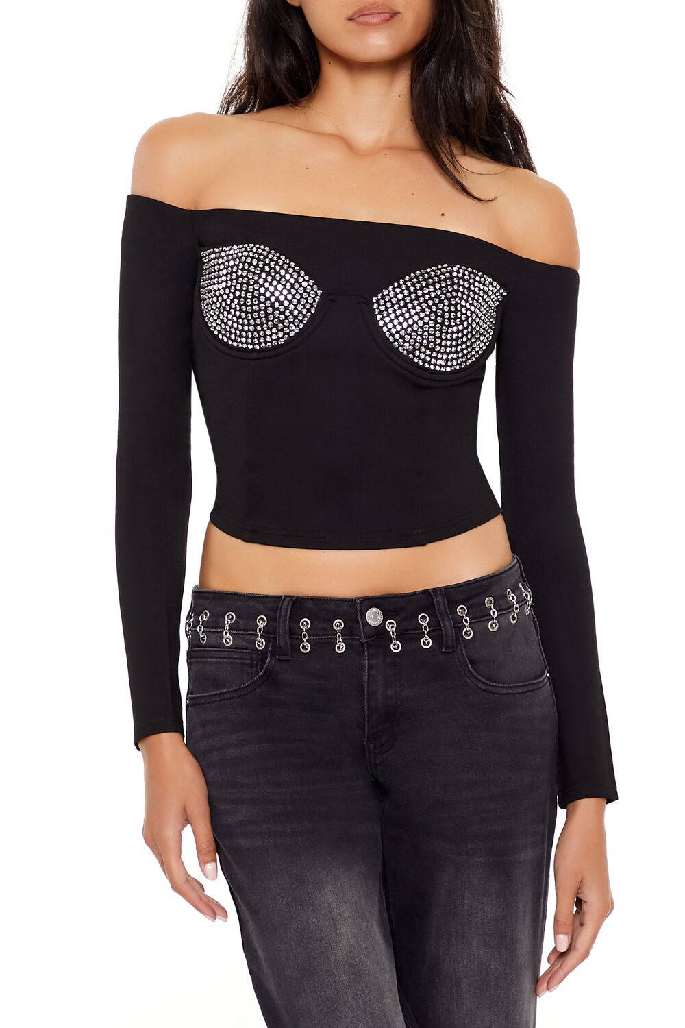 Rhinestone Off-the-Shoulder Top | Forever 21 Womens