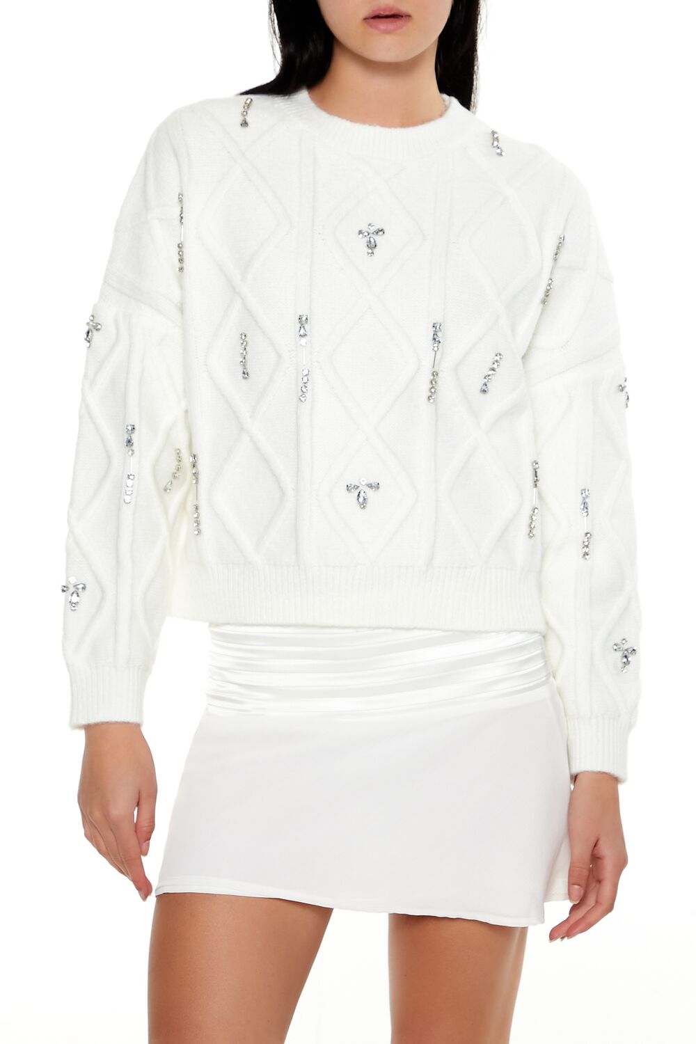 Marled Faux Gem Sweater | Forever 21 Womens