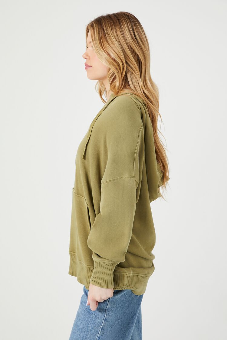 French Terry Drop-Sleeve Hoodie | Forever 21 Womens