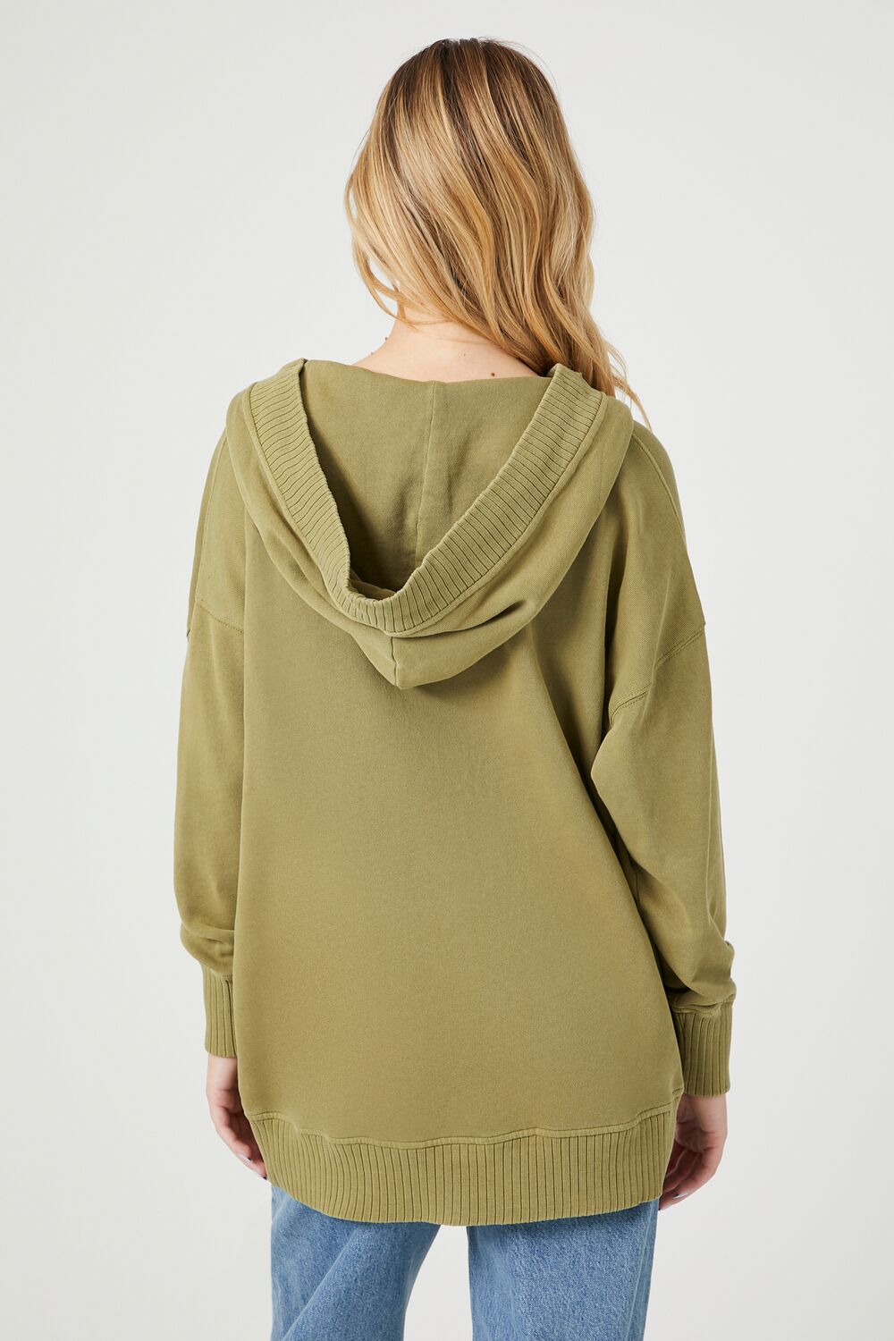 French Terry Drop-Sleeve Hoodie | Forever 21 Womens