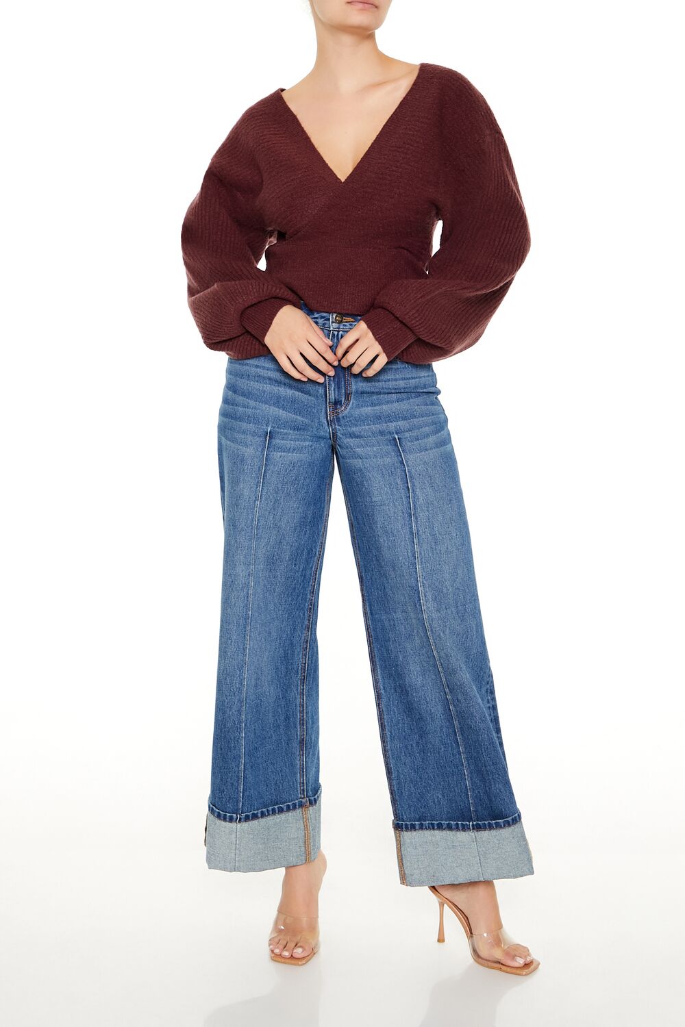 Peasant-Sleeve Surplice Sweater | Forever 21 Womens