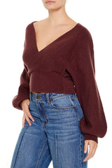 Peasant-Sleeve Surplice Sweater | Forever 21 Womens