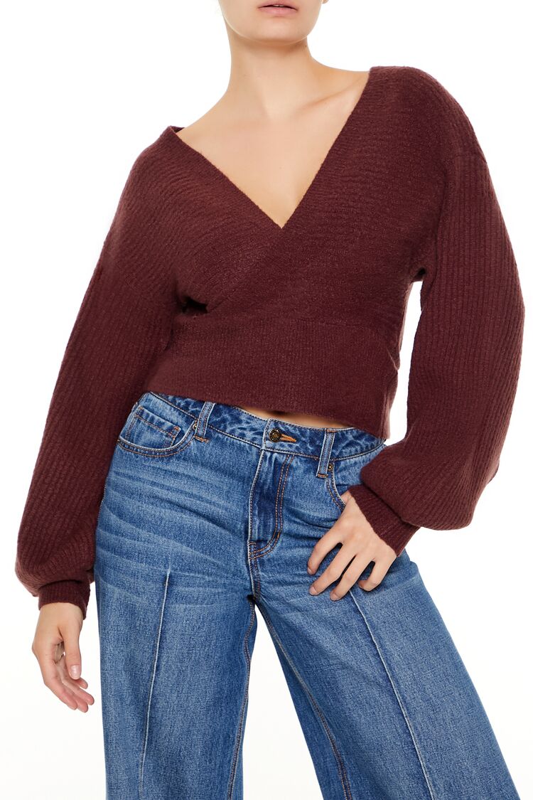 Peasant-Sleeve Surplice Sweater | Forever 21 Womens