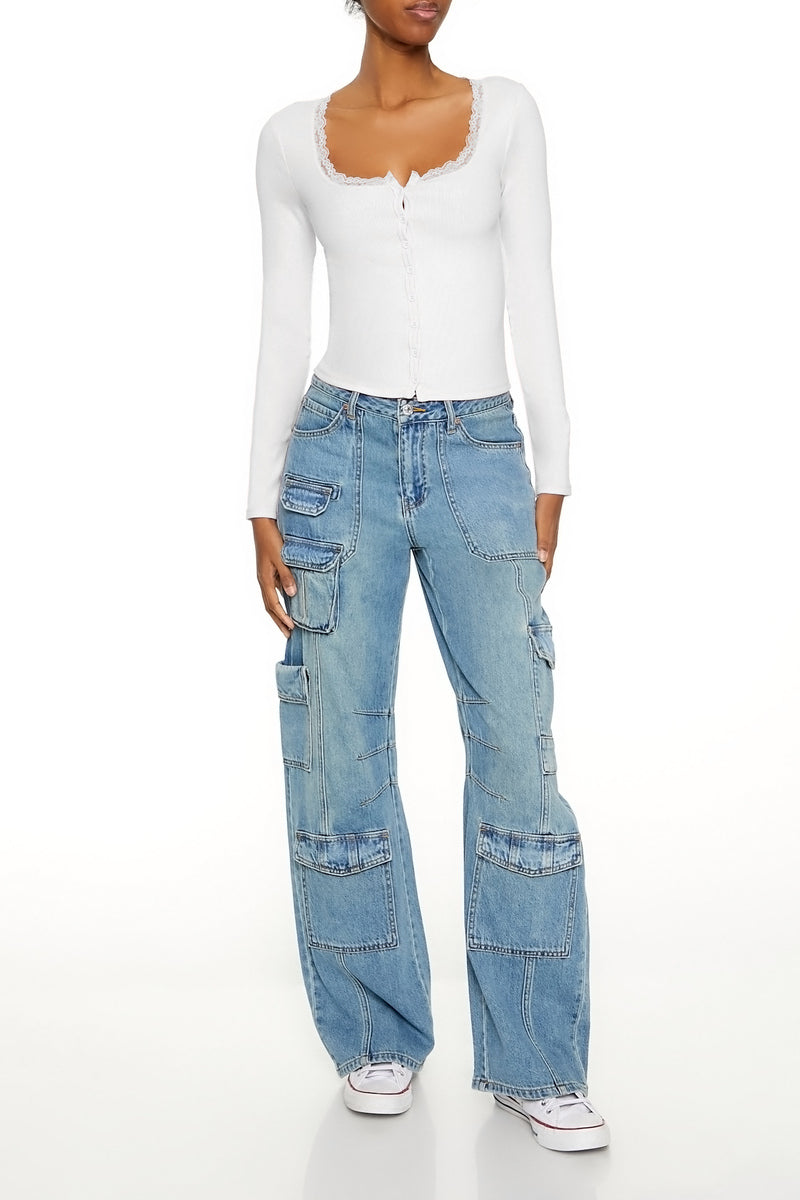 Ribbed Lace-Trim Top | Forever 21 Womens