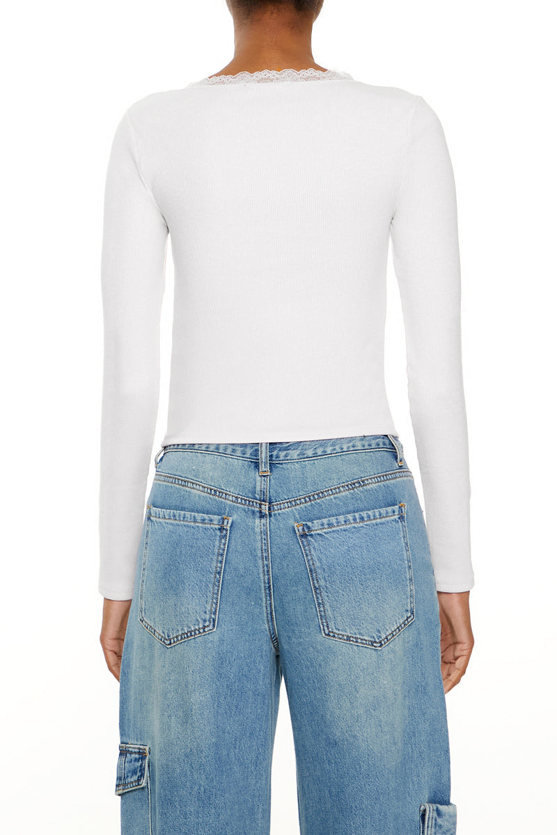 Ribbed Lace-Trim Top | Forever 21 Womens