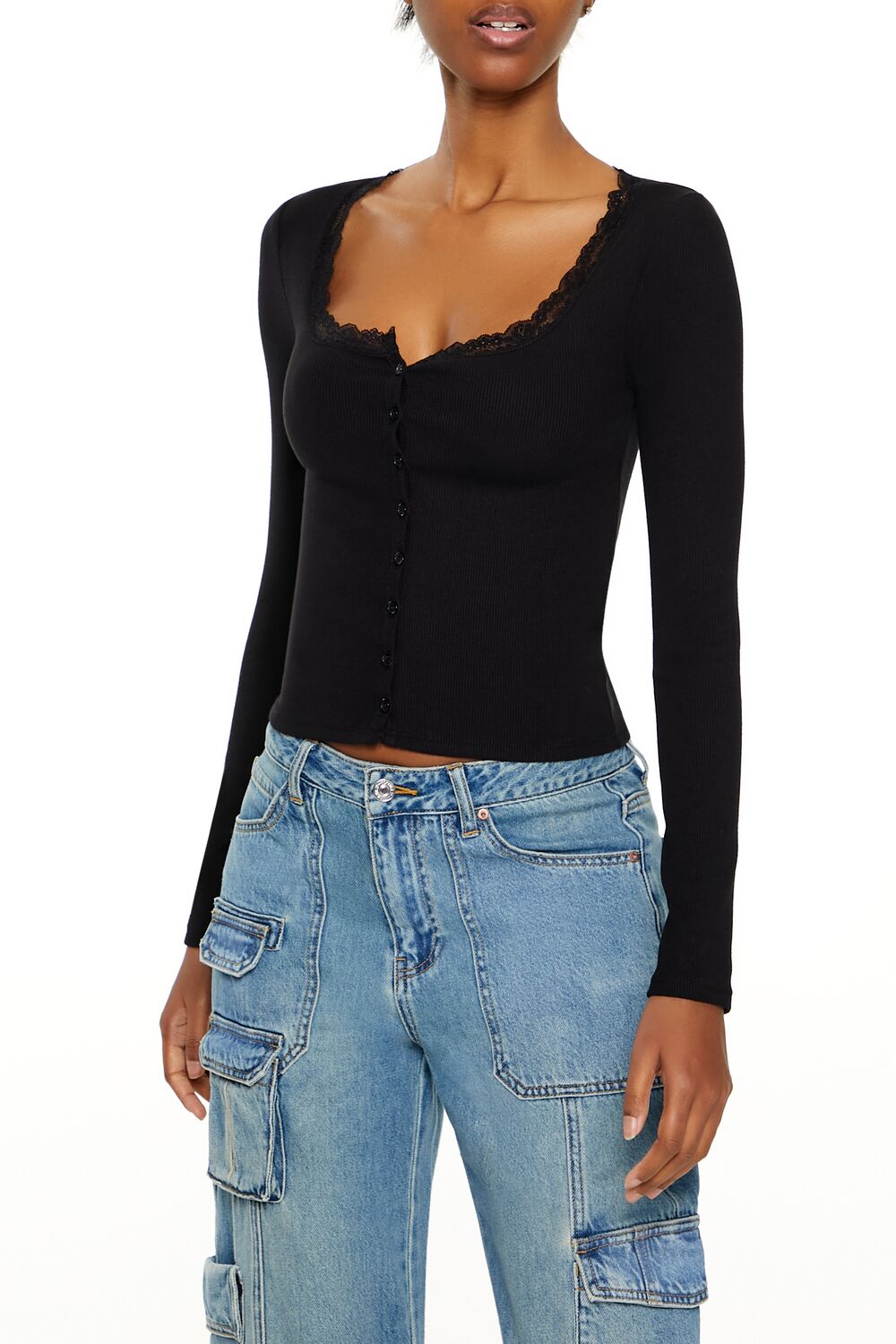 Ribbed Lace-Trim Top | Forever 21 Womens