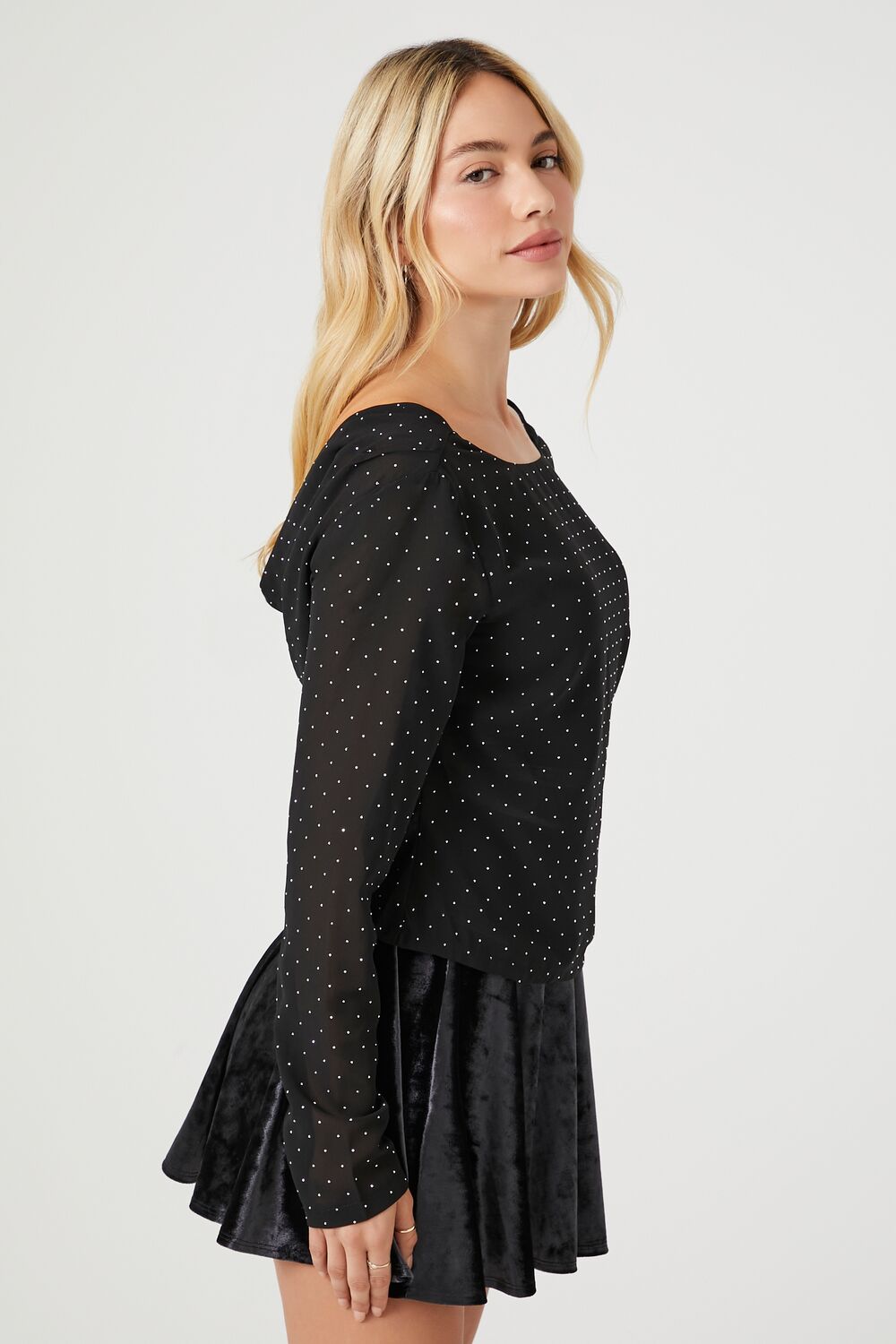 Rhinestone Cowl Back Long-Sleeve Top | Forever 21 Womens