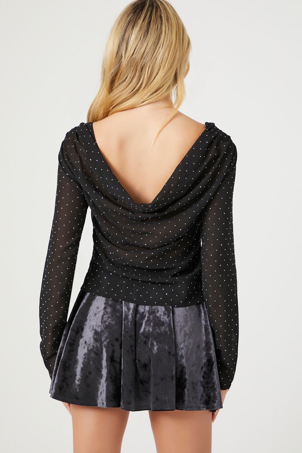 Rhinestone Cowl Back Long-Sleeve Top | Forever 21 Womens