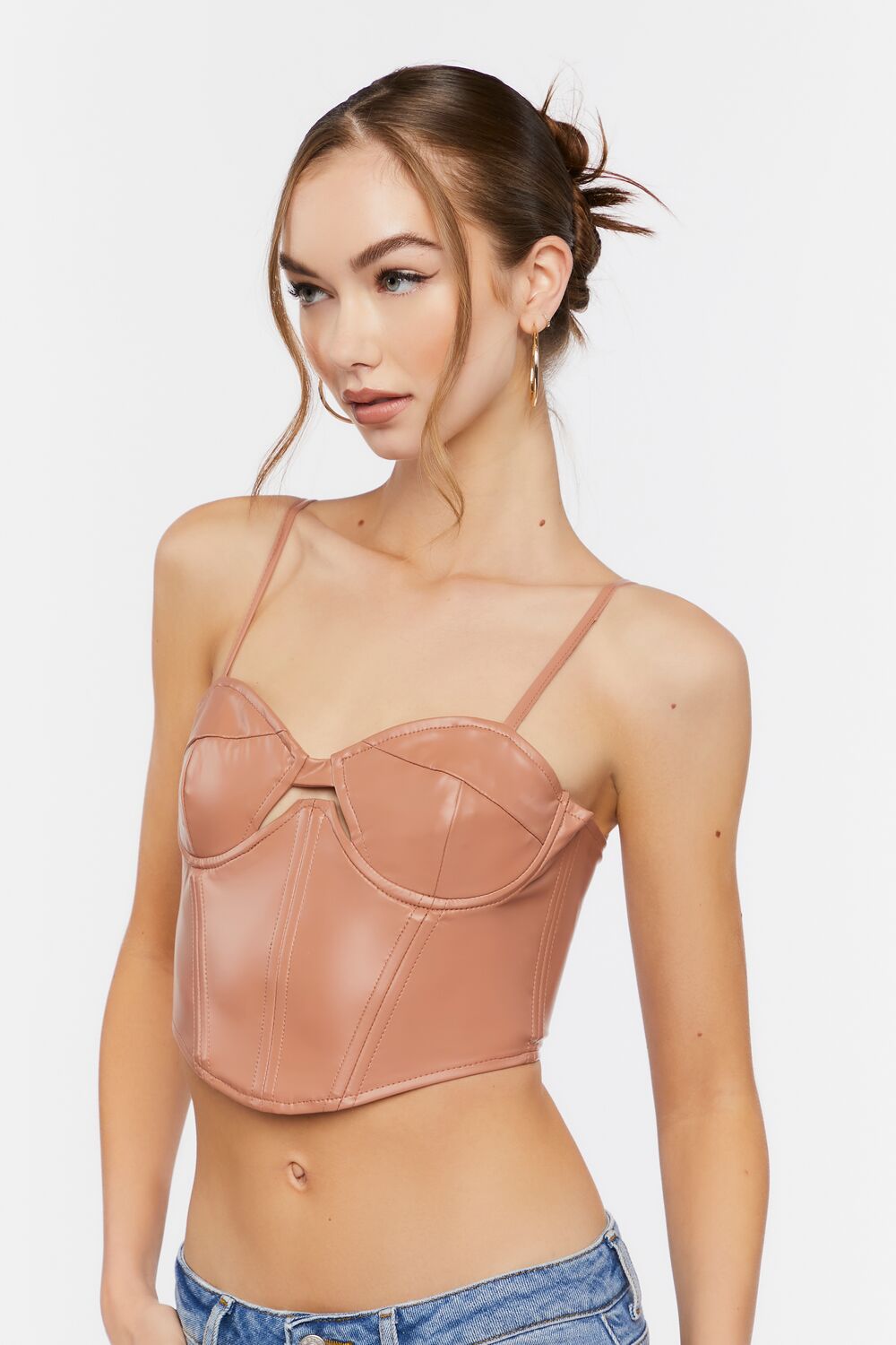 Faux Leather Cutout Bustier Top | Forever 21 Womens