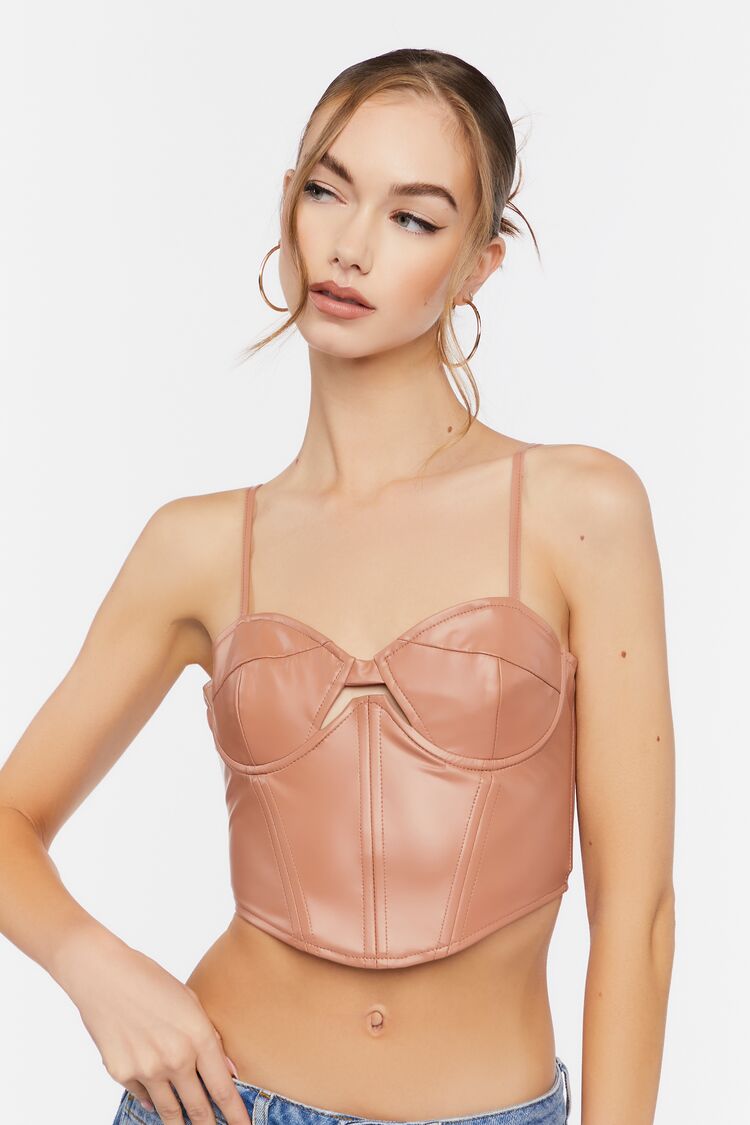 Faux Leather Cutout Bustier Top | Forever 21 Womens