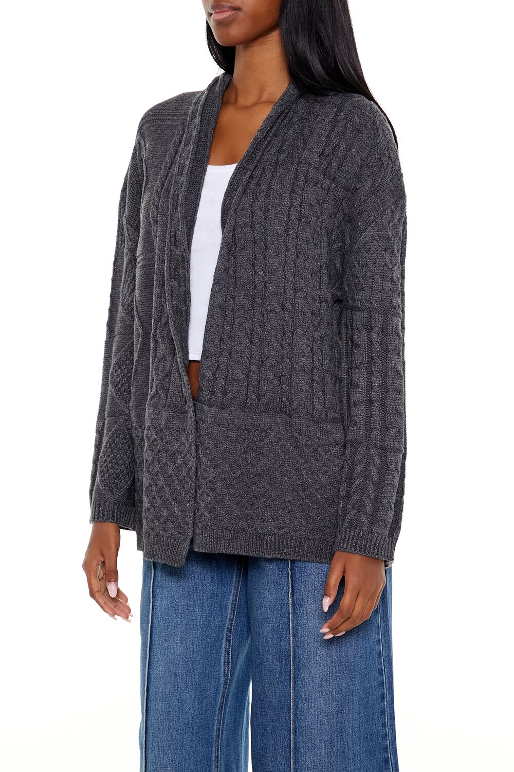 Mixed Knit Cardigan Sweater | Forever 21 Womens