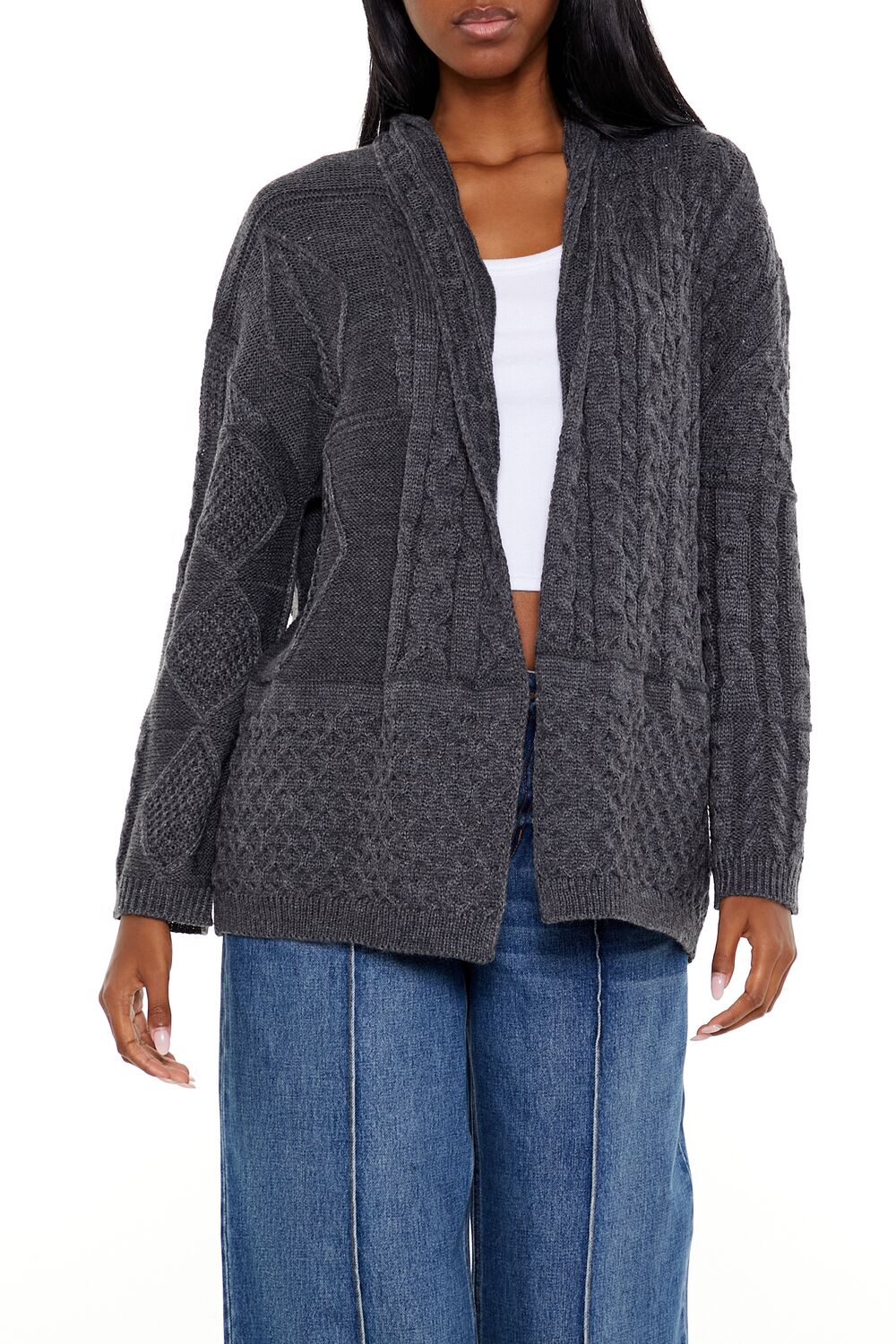 Mixed Knit Cardigan Sweater | Forever 21 Womens