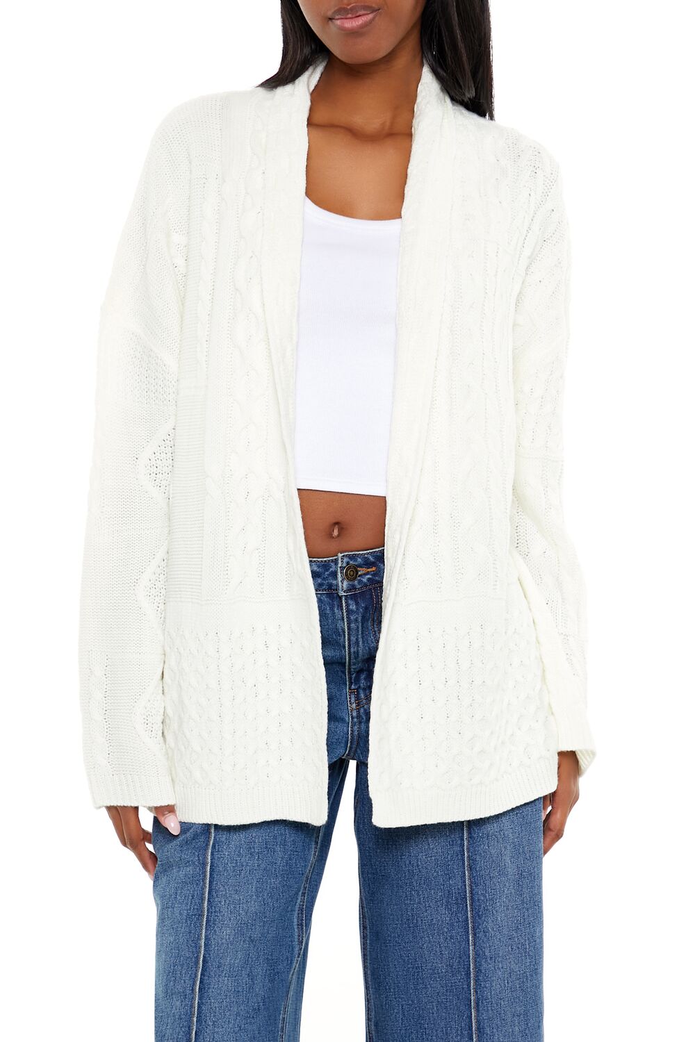 Mixed Knit Cardigan Sweater | Forever 21 Womens