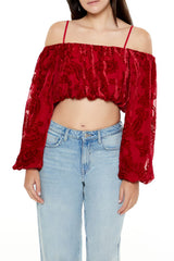 Paisley Open-Shoulder Crop Top | Forever 21 Womens