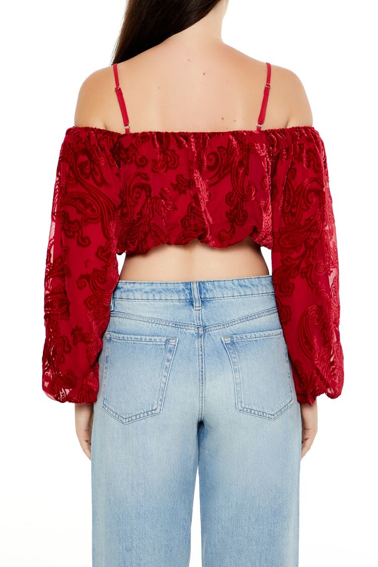 Paisley Open-Shoulder Crop Top | Forever 21 Womens