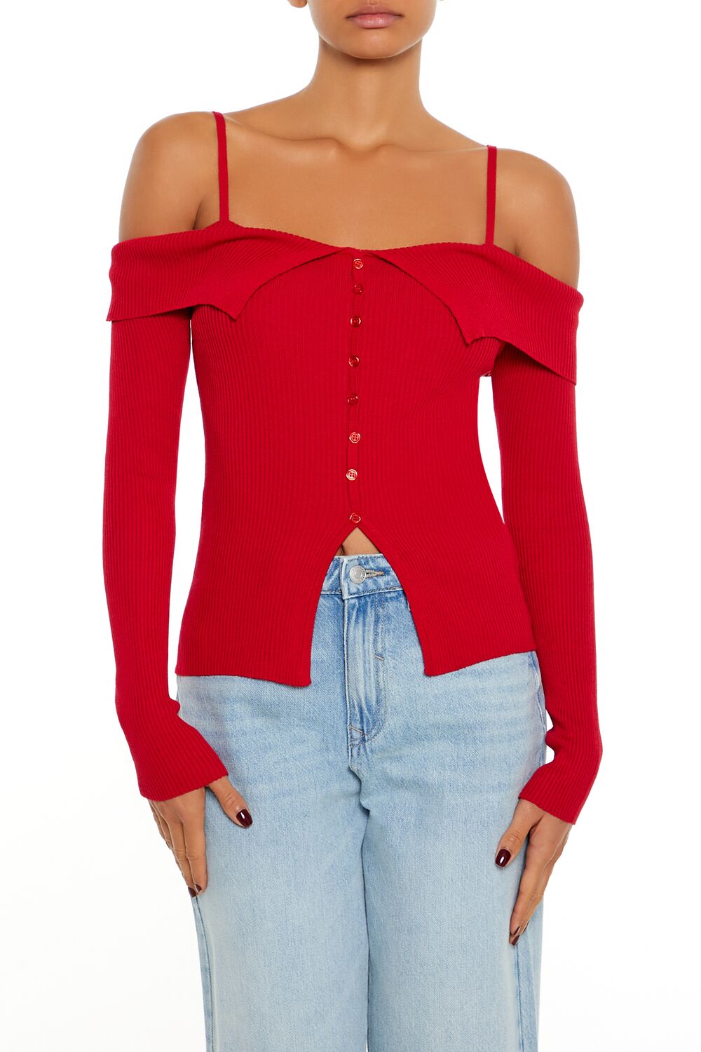 Open-Shoulder Sweater-Knit Top | Forever 21 Womens