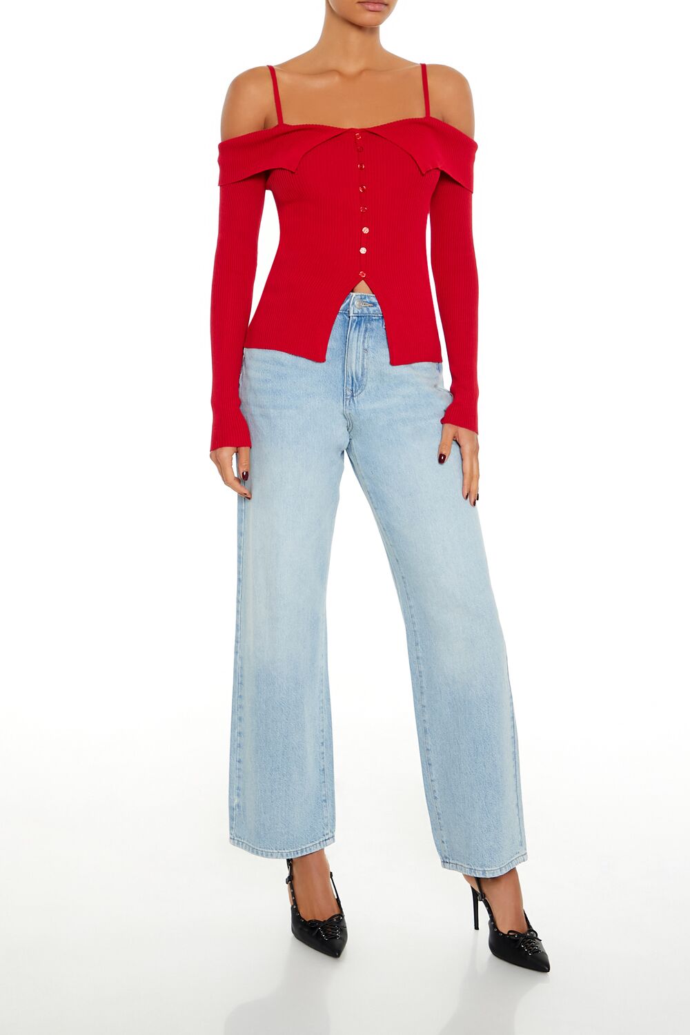 Open-Shoulder Sweater-Knit Top | Forever 21 Womens
