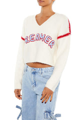 Dreamer Patch Fuzzy Knit Sweater | Forever 21 Womens