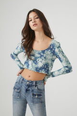 Tie-Dye Floral Print Crop Top | Forever 21 Womens