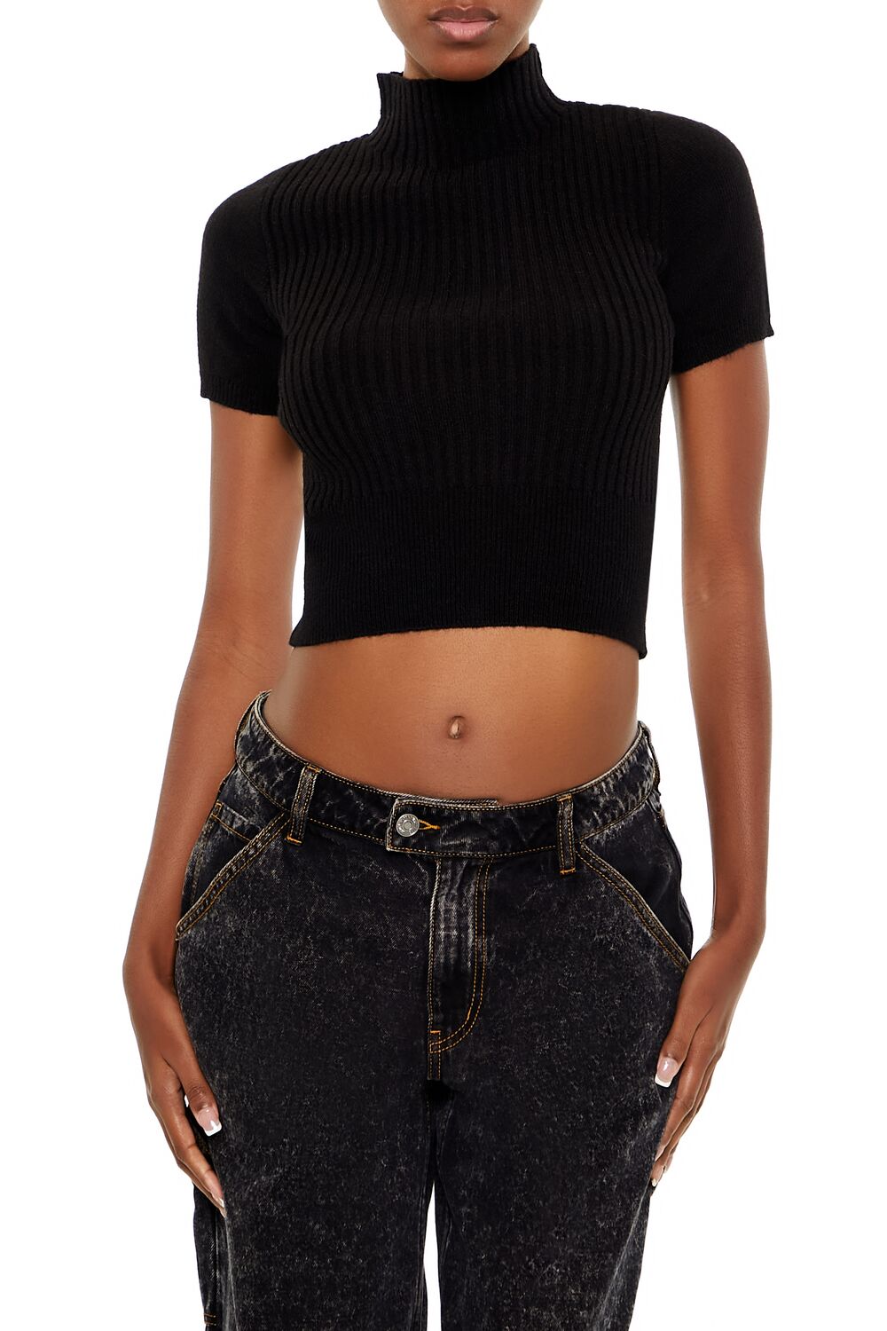 Sweater-Knit Mock Neck Crop Top | Forever 21 Womens